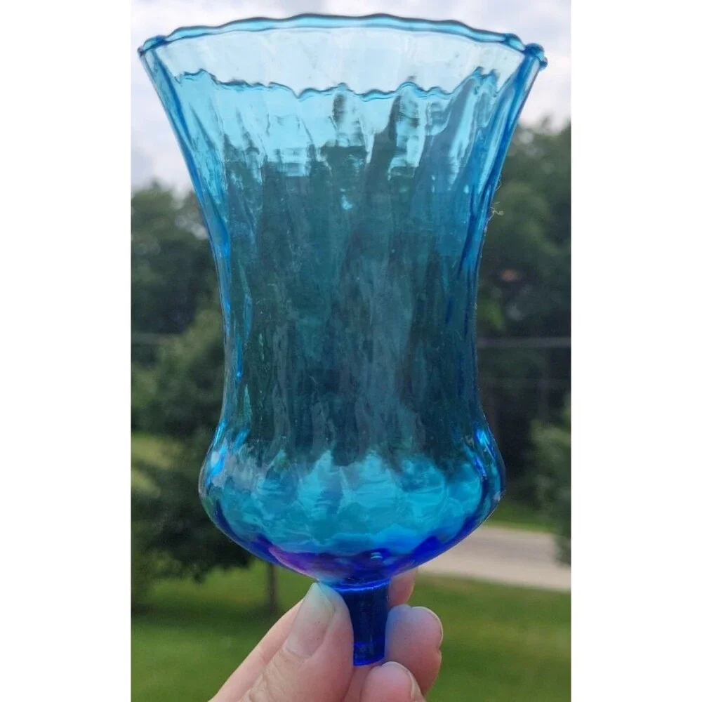 Vtg Homco Set of 2 Glass Votive Sconce Cup Candle Holder Peg Blue Cottagecore - Picture 7 of 7